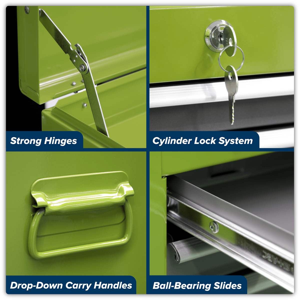 Sealey AP2200BBHV American PRO® Topchest & Rollcab Combination 6 Drawer - Green/Grey - AP2200BBHV - Sealey Tools UK - Trade Counter Direct