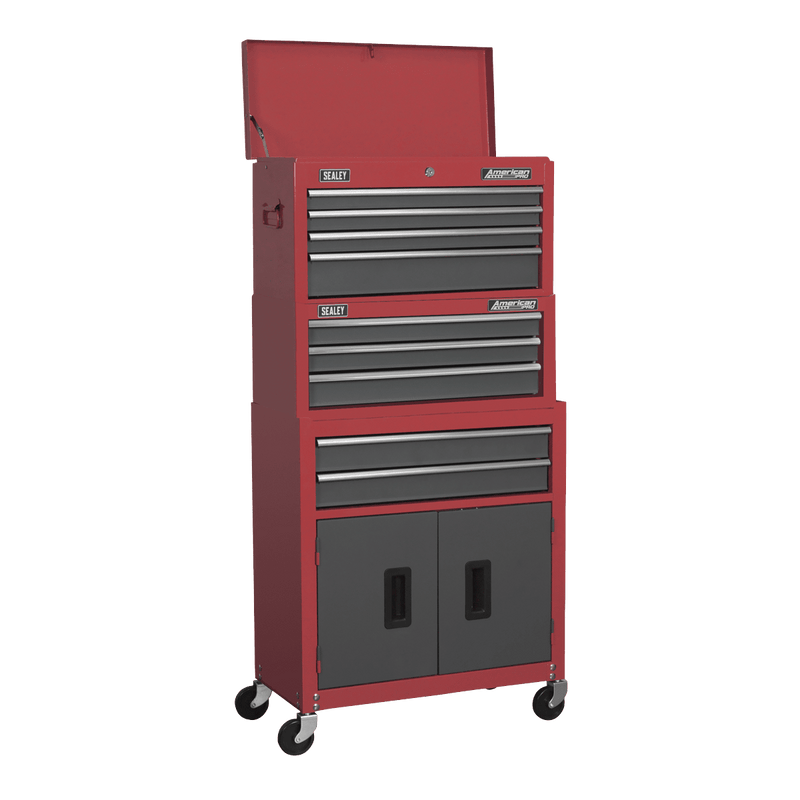 Sealey AP2200BBSTACK Topchest, Mid - Box & Rollcab 9 Drawer Stack - Red - AP2200BBSTACK - Sealey Tools UK - Trade Counter Direct