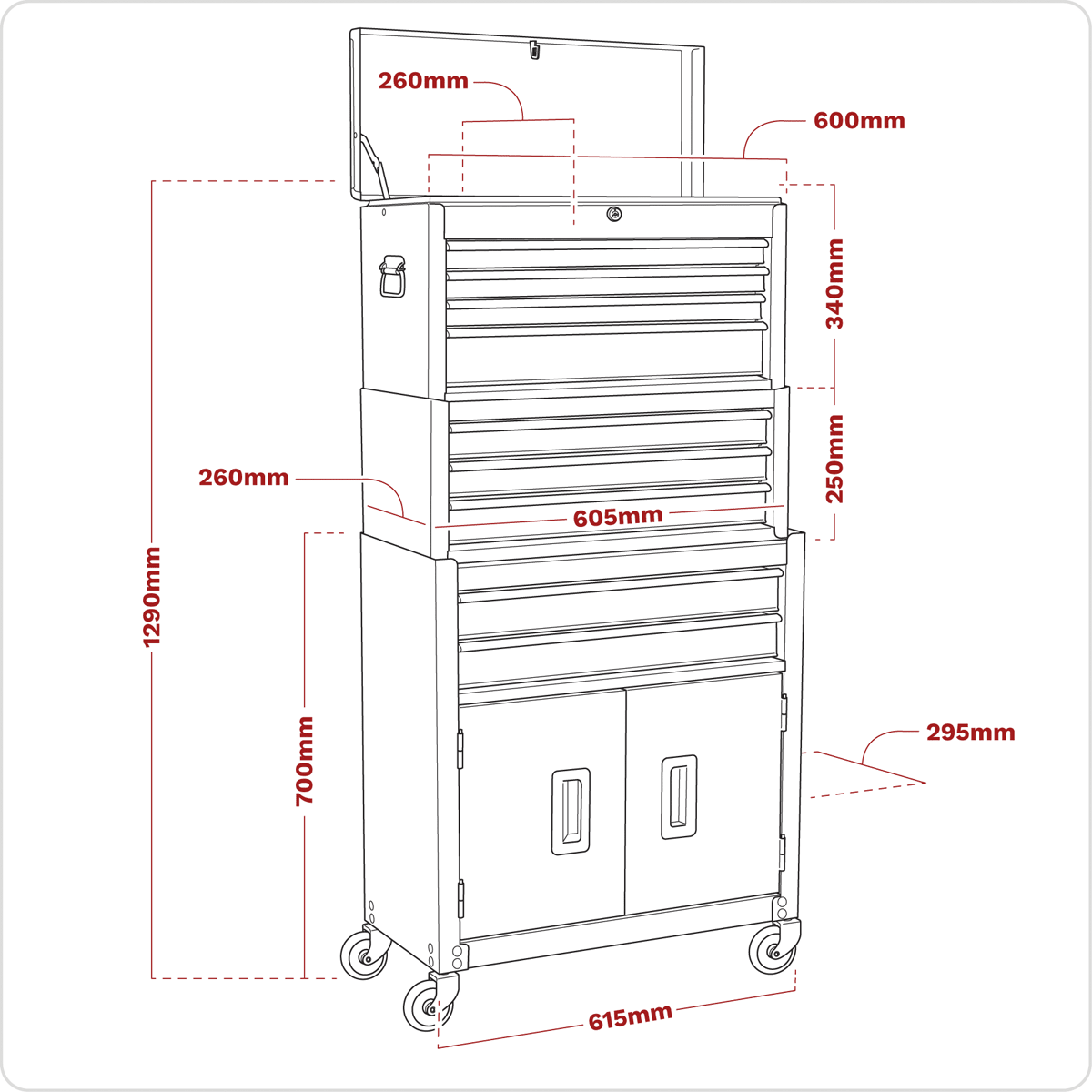 Sealey AP2200BKSTACK American PRO® Topchest, Mid-Box Tool Chest & Rollcab Stack 9 Drawer - Black - AP2200BKSTACK - Sealey Tools UK - Trade Counter Direct