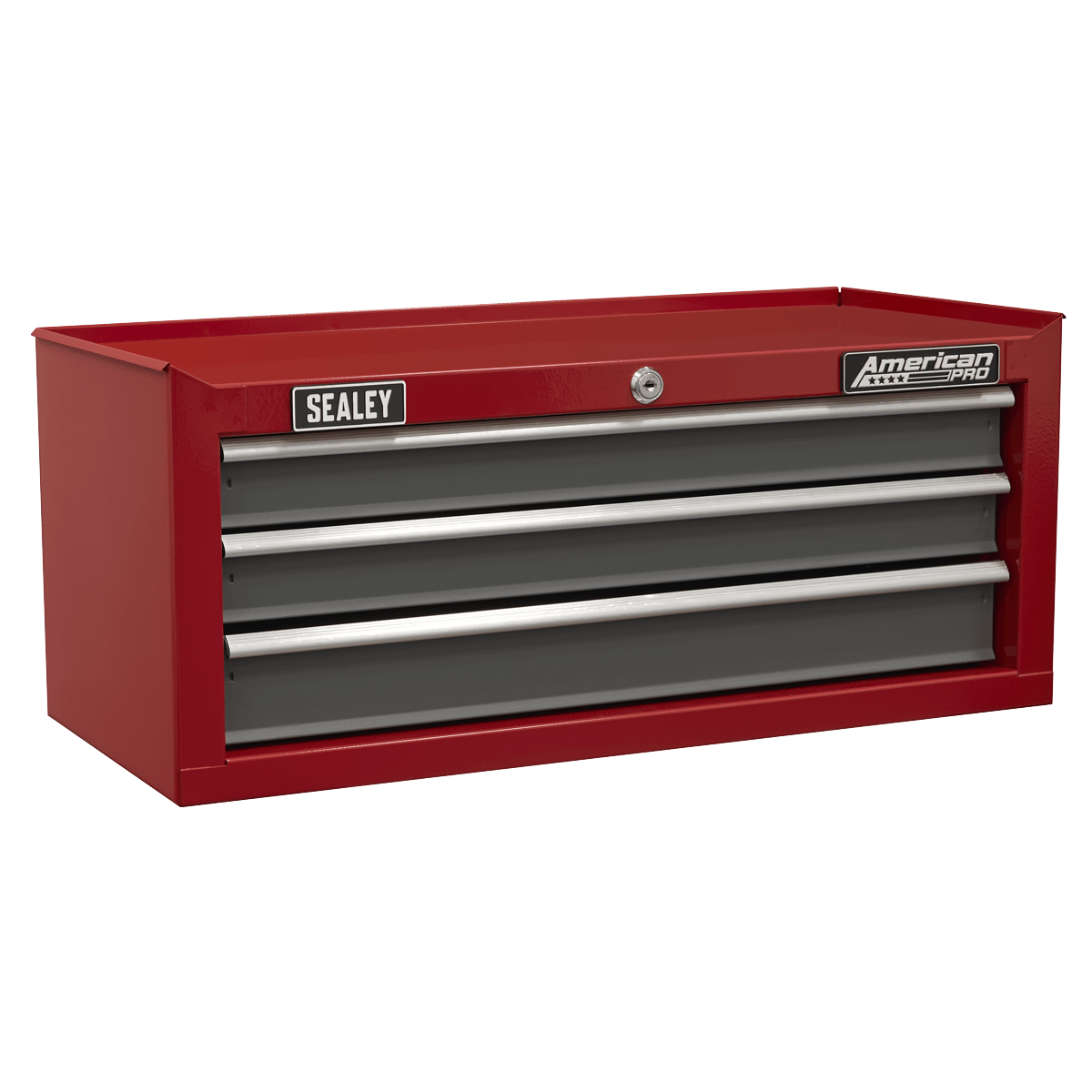 Sealey AP22309BB American PRO® Mid-Box Tool Chest 3 Drawer - Red/Grey - AP22309BB - Sealey Tools UK - Trade Counter Direct