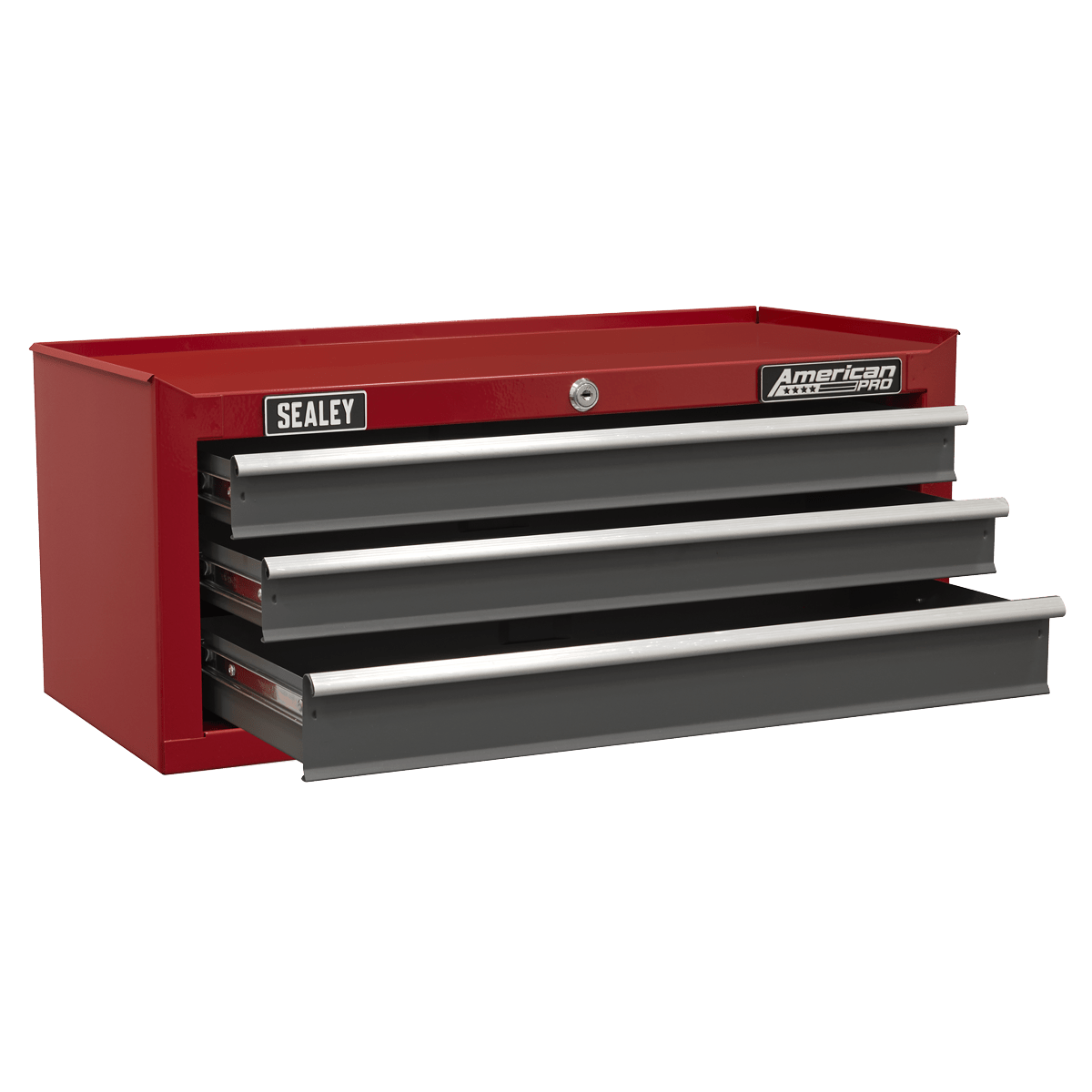 Sealey AP22309BB American PRO® Mid-Box Tool Chest 3 Drawer - Red/Grey - AP22309BB - Sealey Tools UK - Trade Counter Direct