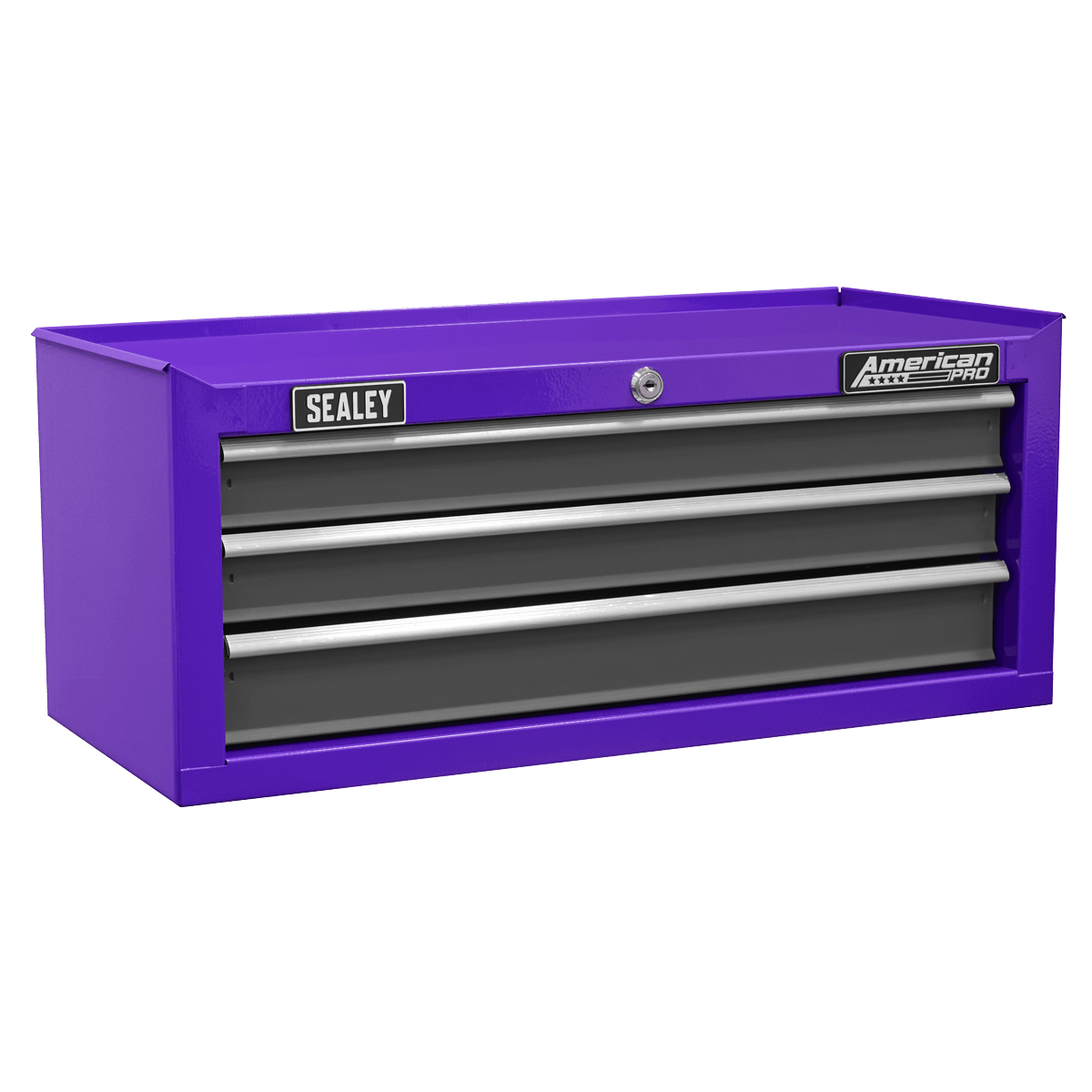 Sealey AP22309BBCP American PRO® Mid-Box Tool Chest 3 Drawer - Purple/Grey - AP22309BBCP - Sealey Tools UK - Trade Counter Direct