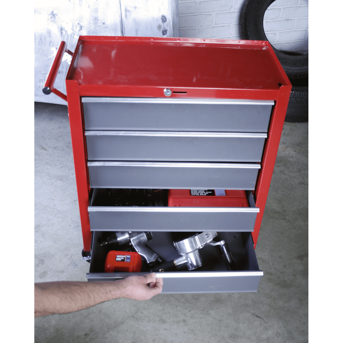 Sealey AP22505BB American PRO® Rollcab 5 Drawer - Red/Grey - AP22505BB - Sealey Tools UK - Trade Counter Direct
