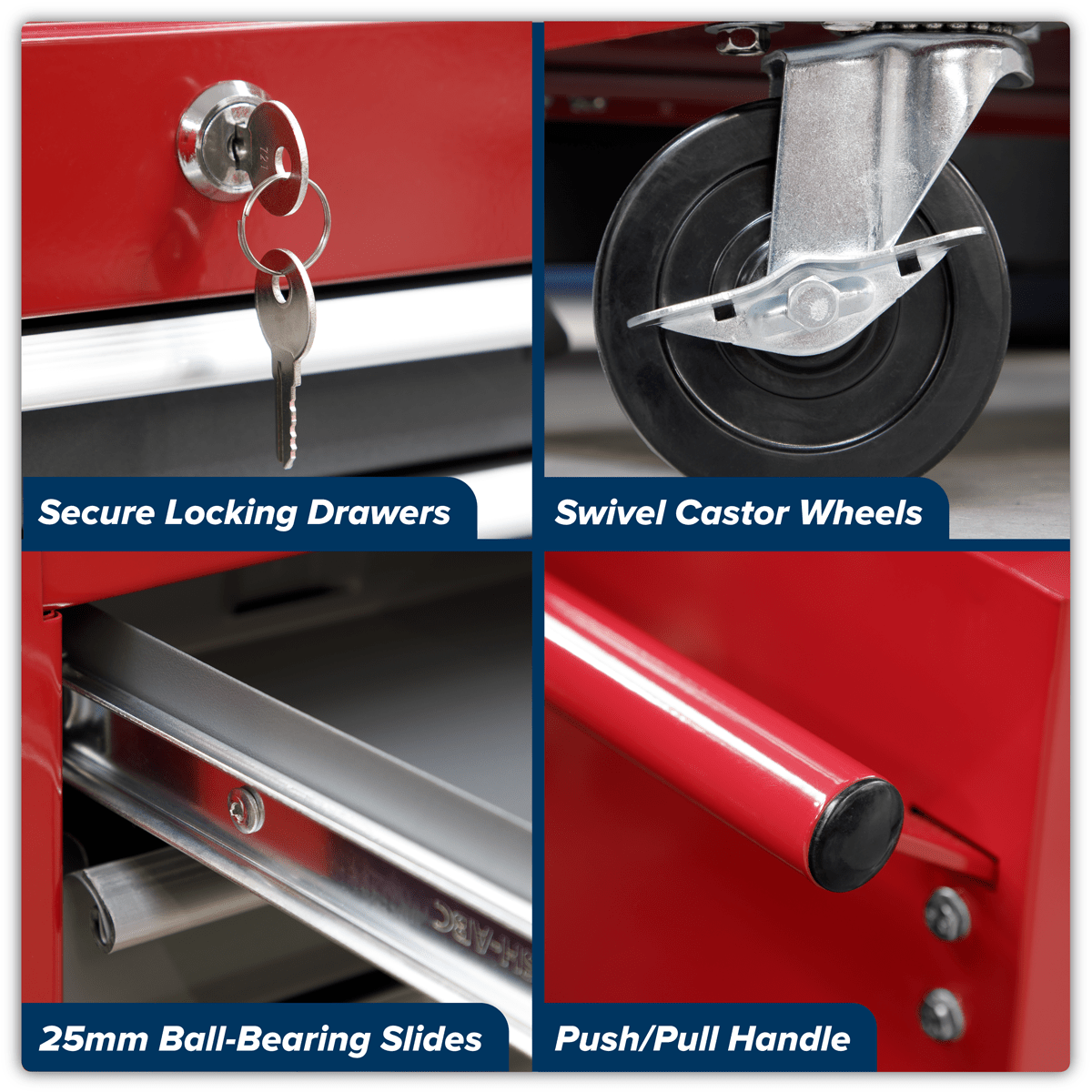 Sealey AP22507BB American PRO® Rollcab 7 Drawer - Red/Grey - AP22507BB - Sealey Tools UK - Trade Counter Direct