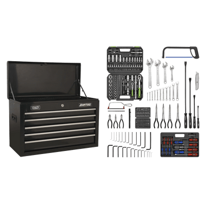 Sealey AP225BCOMBO American PRO® Topchest 5 Drawer with 272pc Tool Kit - Black - AP225BCOMBO - Sealey Tools UK - Trade Counter Direct
