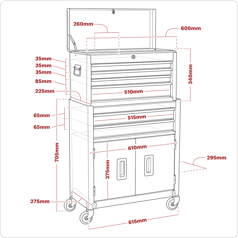 Sealey AP22B American PRO® Topchest & Rollcab Combination 6 Drawer - Blue - AP22B - Sealey Tools UK - Trade Counter Direct