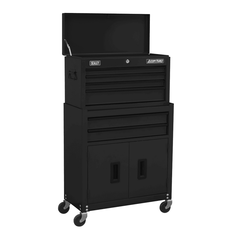Sealey AP22BK Topchest & Rollcab Combination 6 Drawer with Ball - Bearing Slides - Black - AP22BK - Sealey Tools UK - Trade Counter Direct