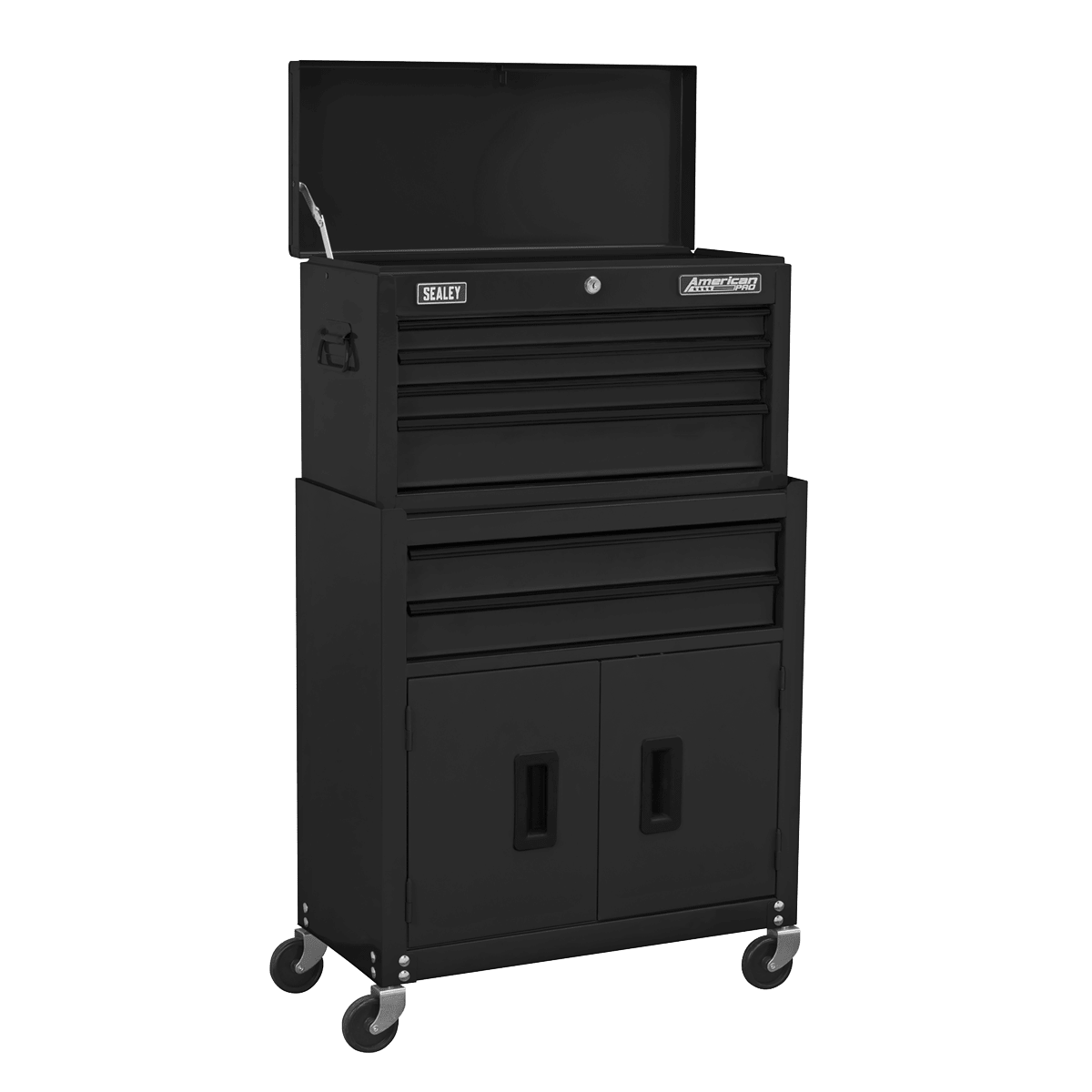 Sealey AP22BKCOMBO American PRO® Topchest & Rollcab Combination 6 Drawer with 170pc Tool Kit - Black - AP22BKCOMBO - Sealey Tools UK - Trade Counter Direct