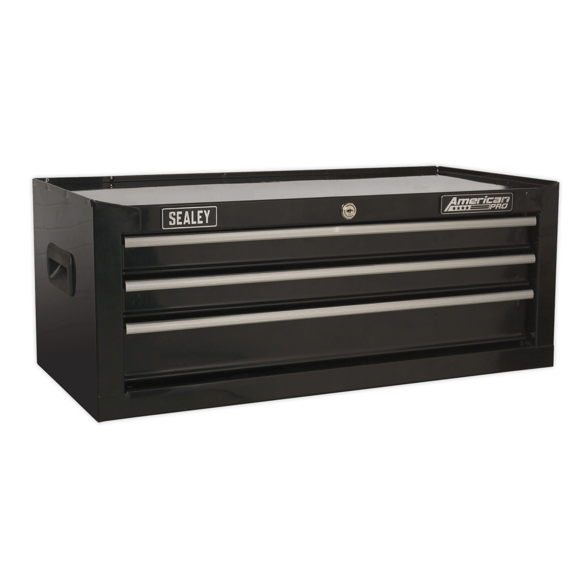 Sealey AP22BSTACK American PRO® Topchest, Mid-Box Tool Chest & Rollcab Stack 14 Drawer - Black - AP22BSTACK - Sealey Tools UK - Trade Counter Direct