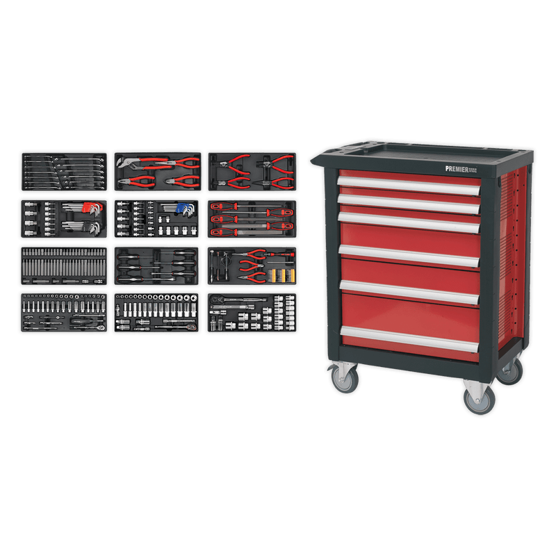 Sealey AP2406TBTC01 Premier™ Rollcab 6 Drawer with 298pc Tool Kit - AP2406TBTC01 - Sealey Tools UK - Trade Counter Direct