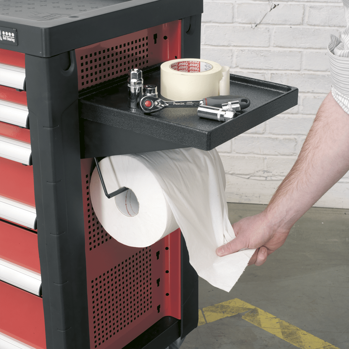 Sealey AP24ACC2 Premier™ Side Shelf & Roll Holder for AP24 Series Tool Chests - AP24ACC2 - Sealey Tools UK - Trade Counter Direct