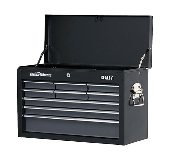 Sealey AP2509B Topchest 9 Drawer with Ball Bearing Runners - Black/Grey - Tool Chests - SLY-13367 - Sealey Tools UK - Trade Counter Direct