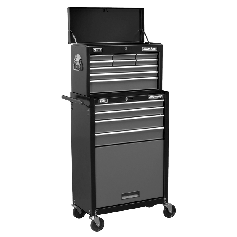 Sealey AP2513B American PRO® Topchest & Rollcab Combination 13 Drawer - Black/Grey - AP2513B - Sealey Tools UK - Trade Counter Direct