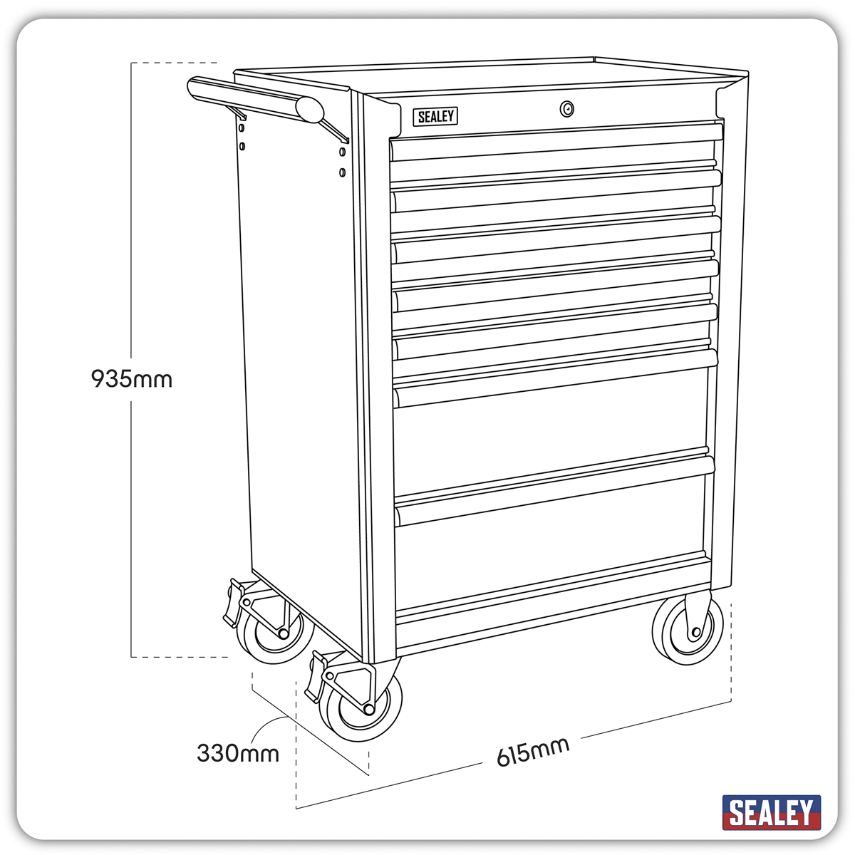 Sealey AP2513B American PRO® Topchest & Rollcab Combination 13 Drawer - Black/Grey - AP2513B - Sealey Tools UK - Trade Counter Direct