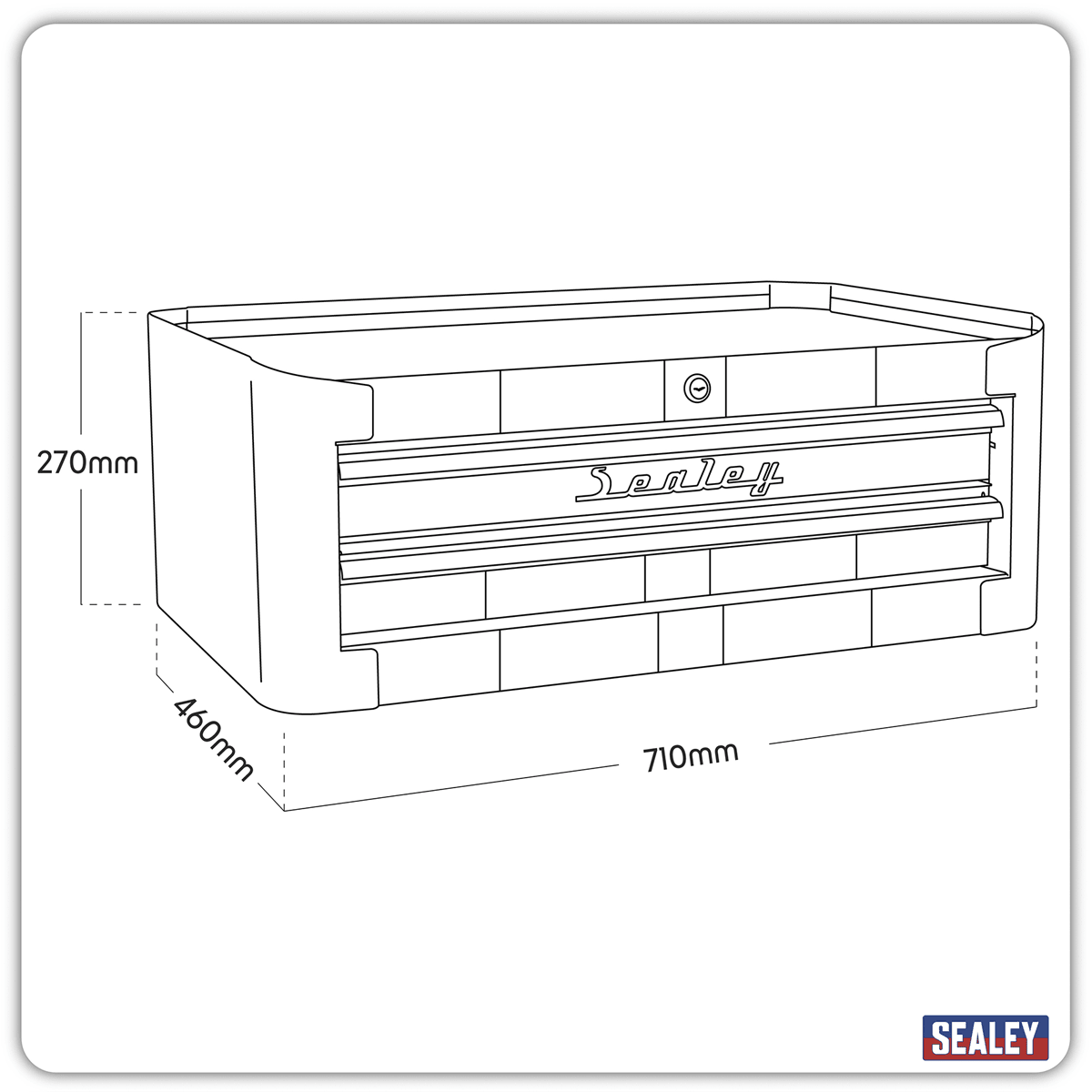 Sealey AP28102BWS Premier™ Retro Style Mid-Box Tool Chest 2 Drawer - Blue with White Stripes - AP28102BWS - Sealey Tools UK - Trade Counter Direct