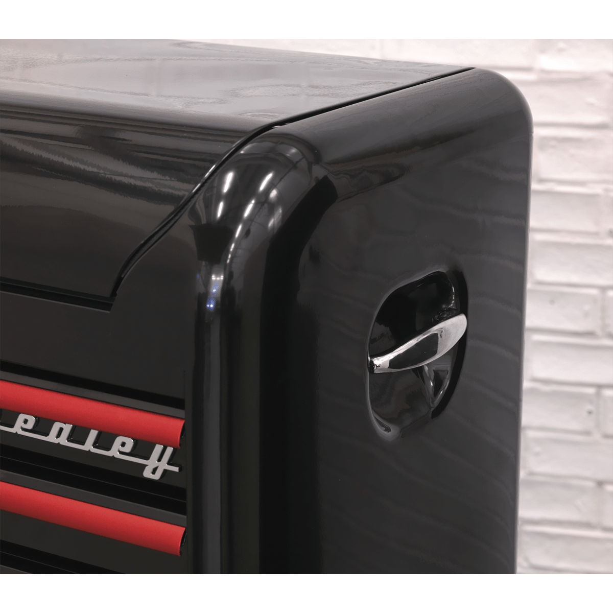 Sealey AP28104BR Premier™ Retro Style Topchest 4 Drawer - Black with Red Anodised Drawer Pulls - AP28104BR - Sealey Tools UK - Trade Counter Direct