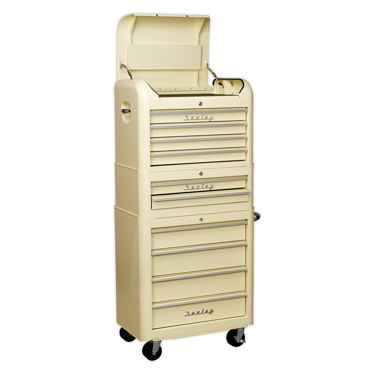 Sealey AP28COMBO2 Retro Style Topchest, Mid - Box & Rollcab Combination 10 Drawer Cream - AP28COMBO2 - Sealey Tools UK - Trade Counter Direct