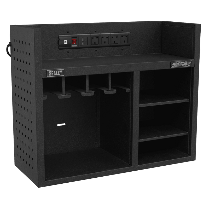 Sealey AP30SRBE Power Tool Storage Rack 760mm with Power Strip - AP30SRBE - Sealey Tools UK - Trade Counter Direct