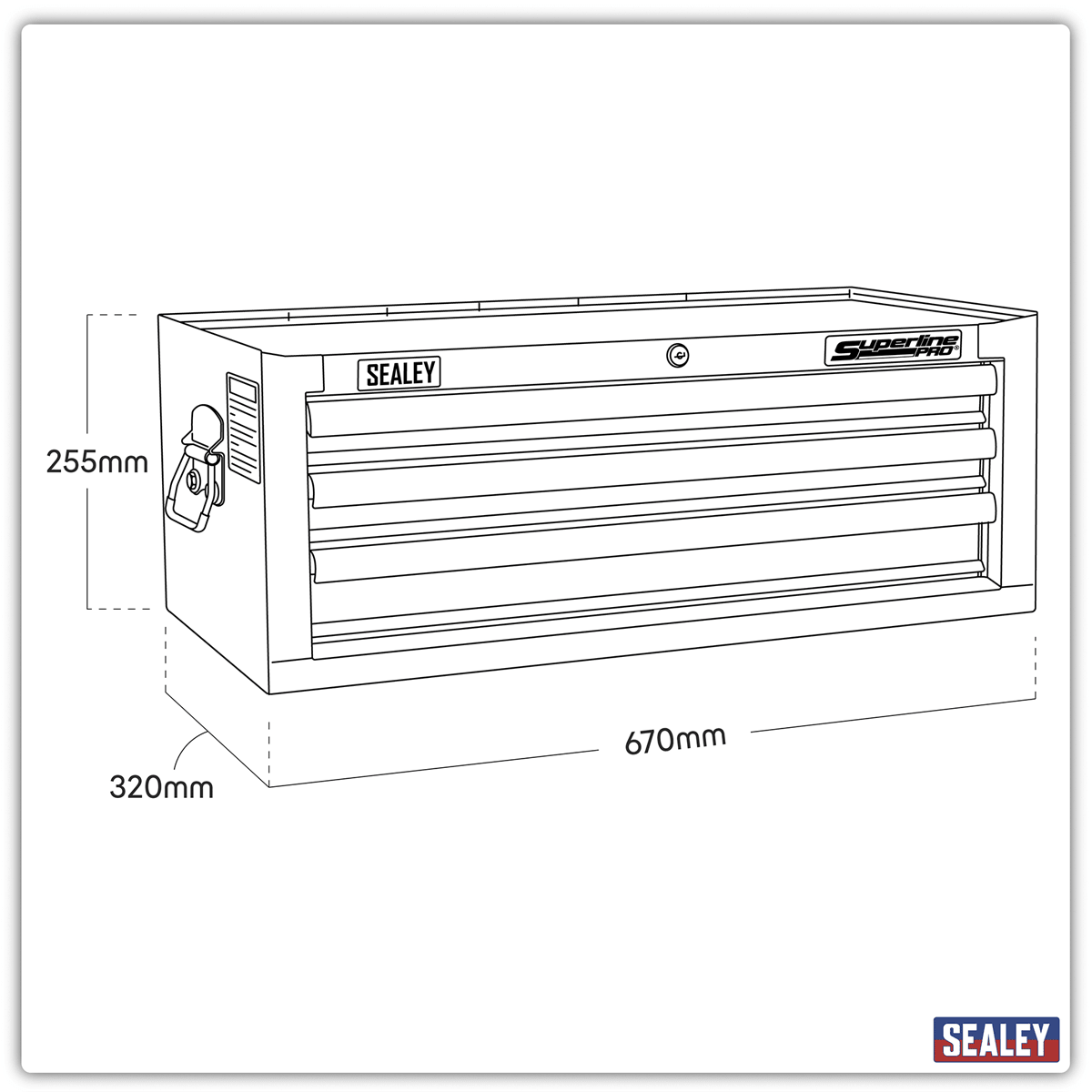 Sealey AP33339B Superline PRO® Mid-Box Tool Chest 3 Drawer - Black - AP33339B - Sealey Tools UK - Trade Counter Direct
