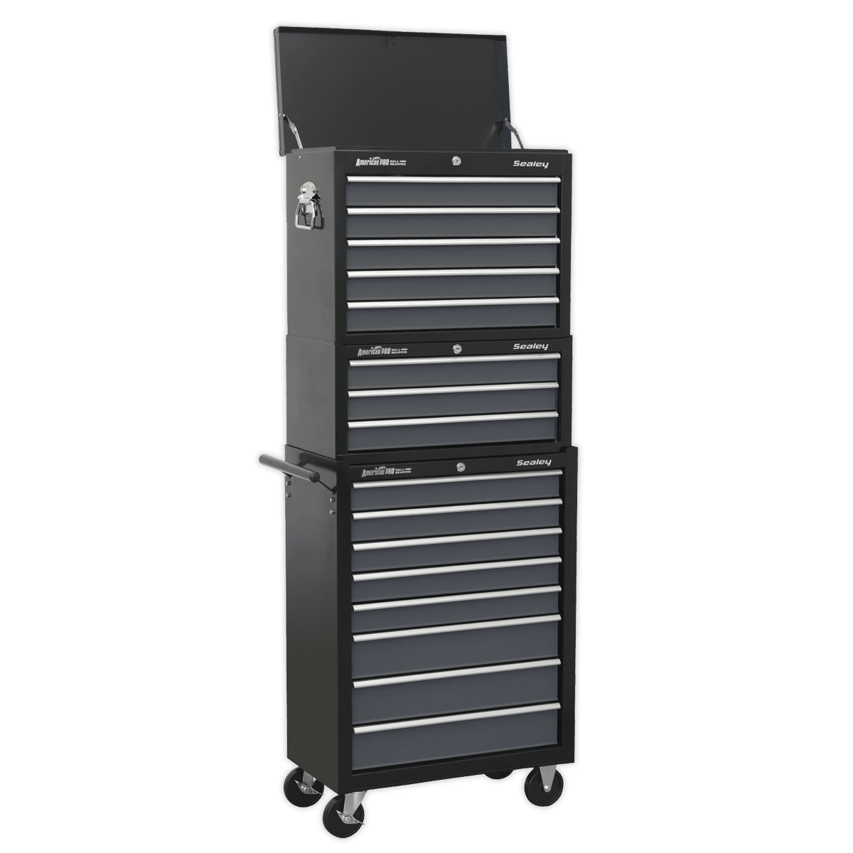 Sealey AP35STACK Tool Chest Combination 16 Drawer with Ball Bearing Slides - Black/Grey - AP35STACK - Sealey Tools UK - Trade Counter Direct