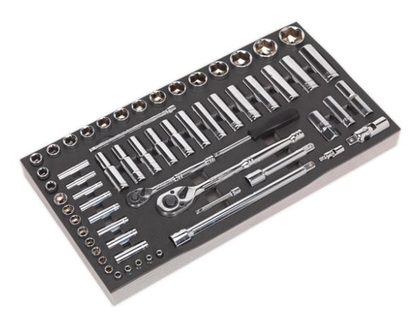 Sealey AP35TBCOMBO3 Rollcab 8 Drawer Ball Bearing Slides - Black/Grey with 302pc Tool Kit - AP35TBCOMBO3 - Sealey Tools UK - Trade Counter Direct