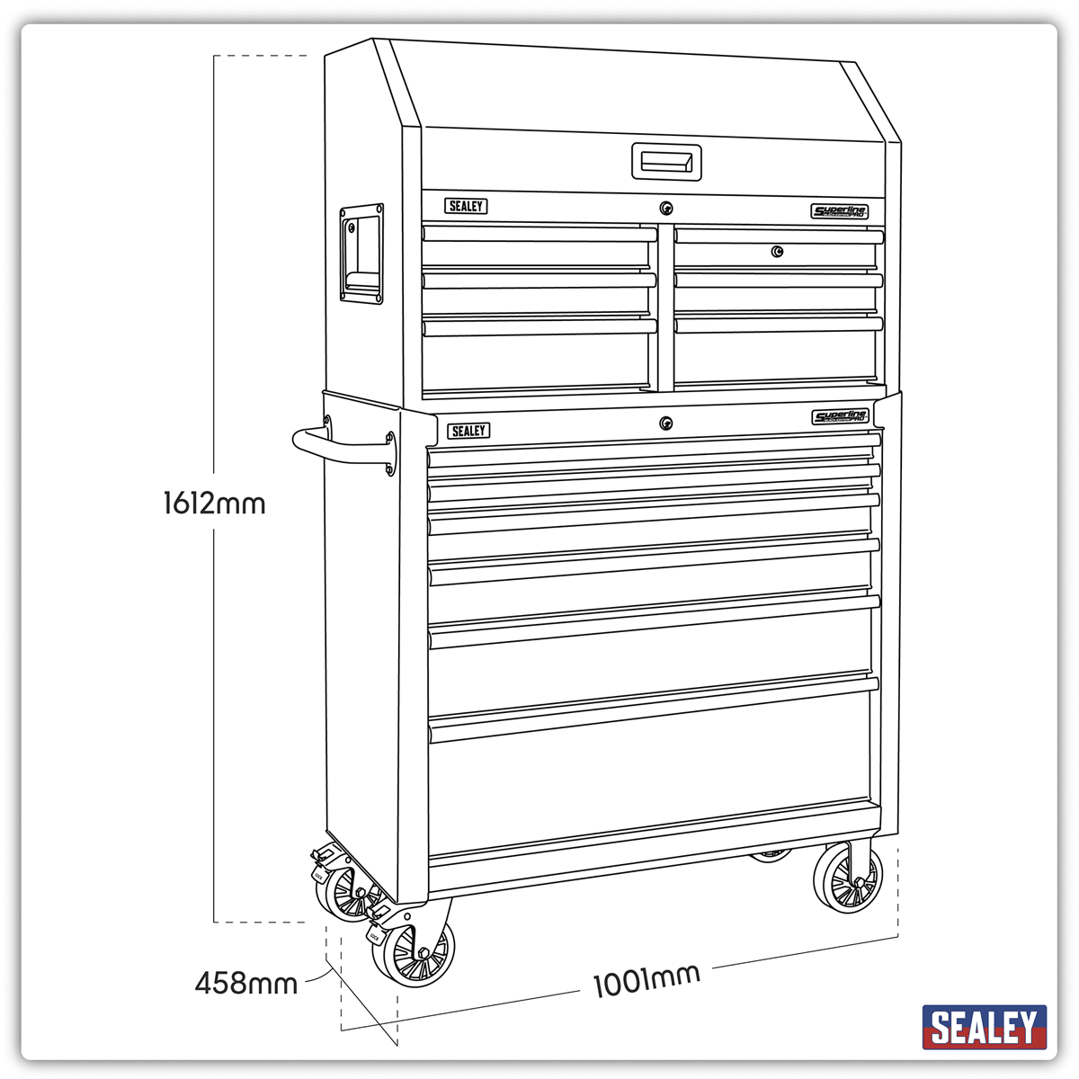 Sealey AP36BESTACK Superline PRO® Tool Chest Combination with Power Bar 12 Drawer - AP36BESTACK - Sealey Tools UK - Trade Counter Direct