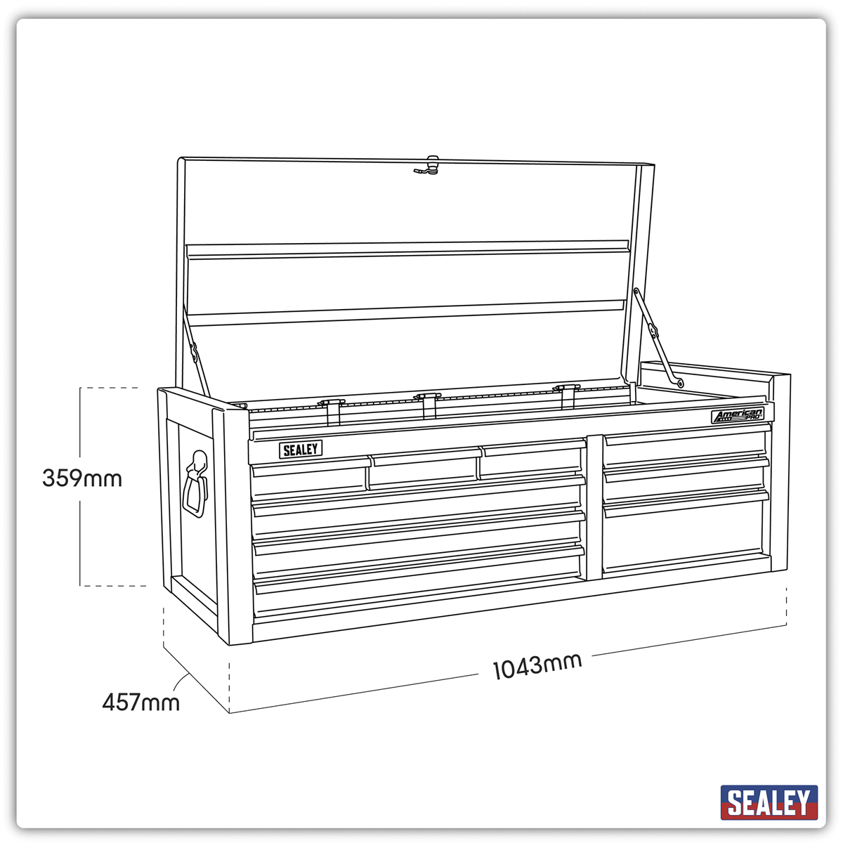 Sealey AP4109B American PRO® Topchest 9 Drawer - Black - AP4109B - Sealey Tools UK - Trade Counter Direct