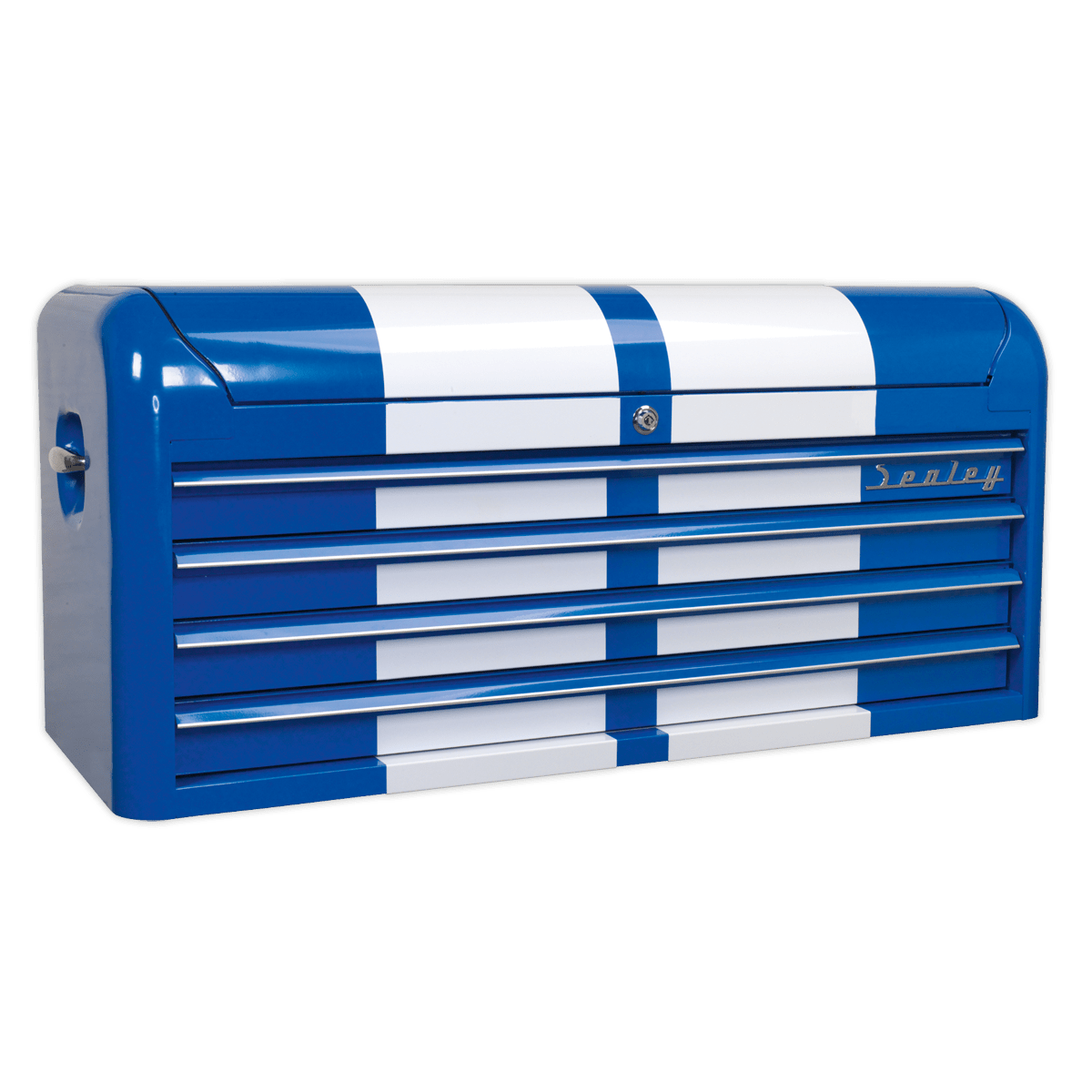 Sealey AP41104BWS Premier™ Retro Style Wide Topchest 4 Drawer - Blue with White Stripes - AP41104BWS - Sealey Tools UK - Trade Counter Direct