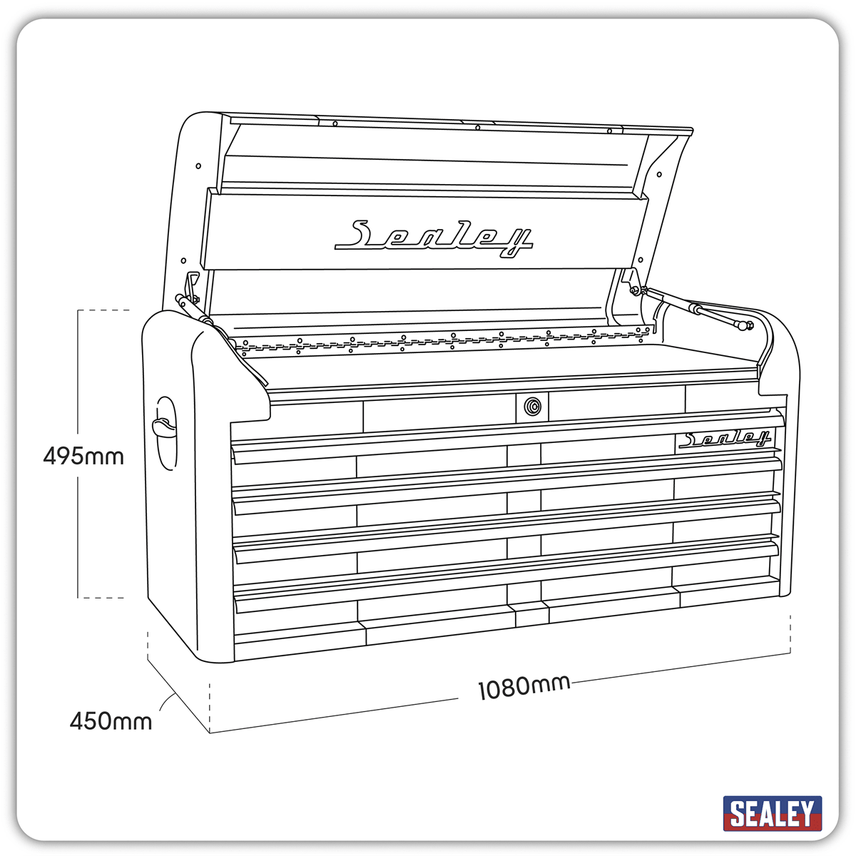 Sealey AP41104BWS Premier™ Retro Style Wide Topchest 4 Drawer - Blue with White Stripes - AP41104BWS - Sealey Tools UK - Trade Counter Direct