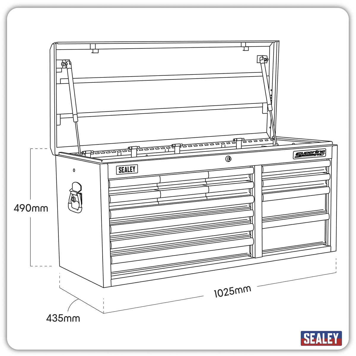 Sealey AP41149 Superline PRO® Heavy-Duty Topchest 14 Drawer - Red - AP41149 - Sealey Tools UK - Trade Counter Direct