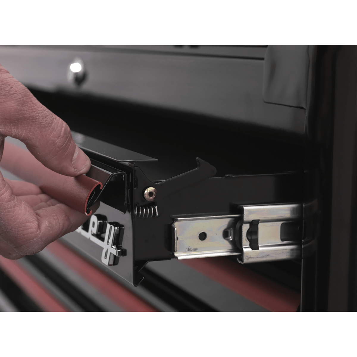 Sealey AP41206BR Premier™ Retro Style Wide Rollcab 6 Drawer - Black with Red Anodised Drawer Pulls - AP41206BR - Sealey Tools UK - Trade Counter Direct