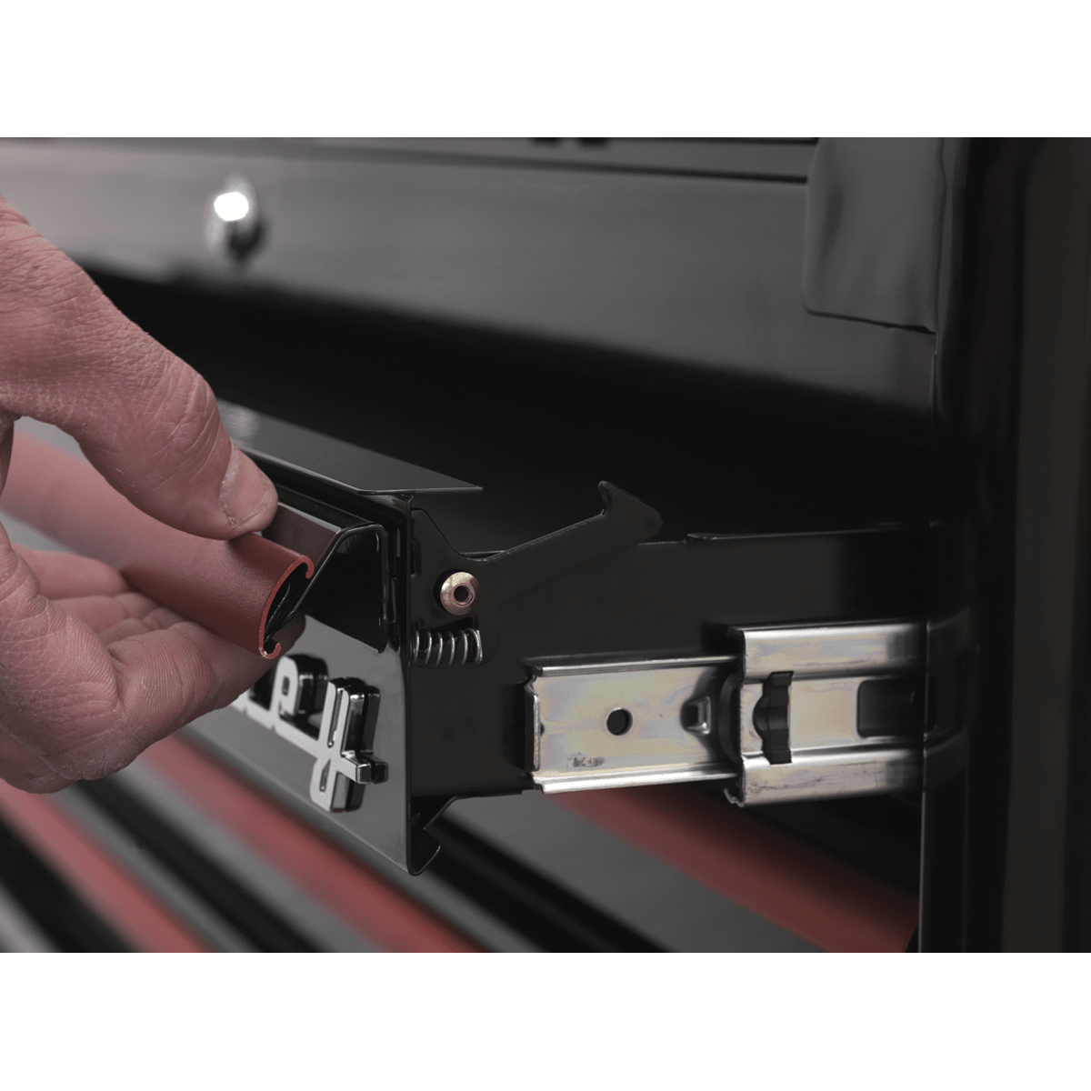 Sealey AP41206BR Premier™ Retro Style Wide Rollcab 6 Drawer - Black with Red Anodised Drawer Pulls - AP41206BR - Sealey Tools UK - Trade Counter Direct