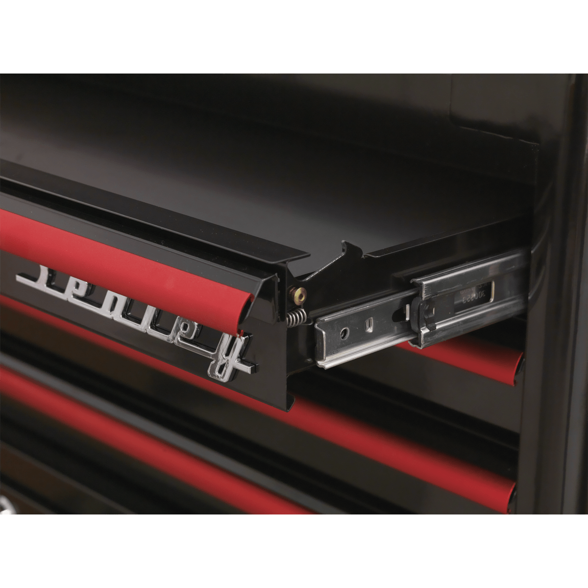 Sealey AP41206BR Premier™ Retro Style Wide Rollcab 6 Drawer - Black with Red Anodised Drawer Pulls - AP41206BR - Sealey Tools UK - Trade Counter Direct