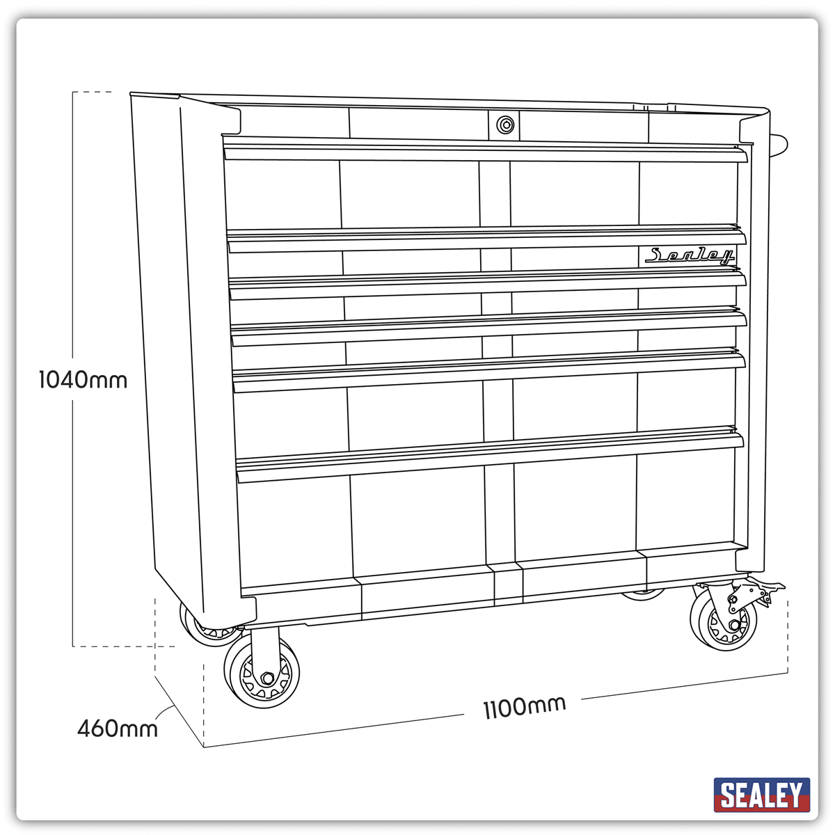 Sealey AP41206BWS Premier™ Retro Style Wide Rollcab 6 Drawer - Blue with White Stripes - AP41206BWS - Sealey Tools UK - Trade Counter Direct