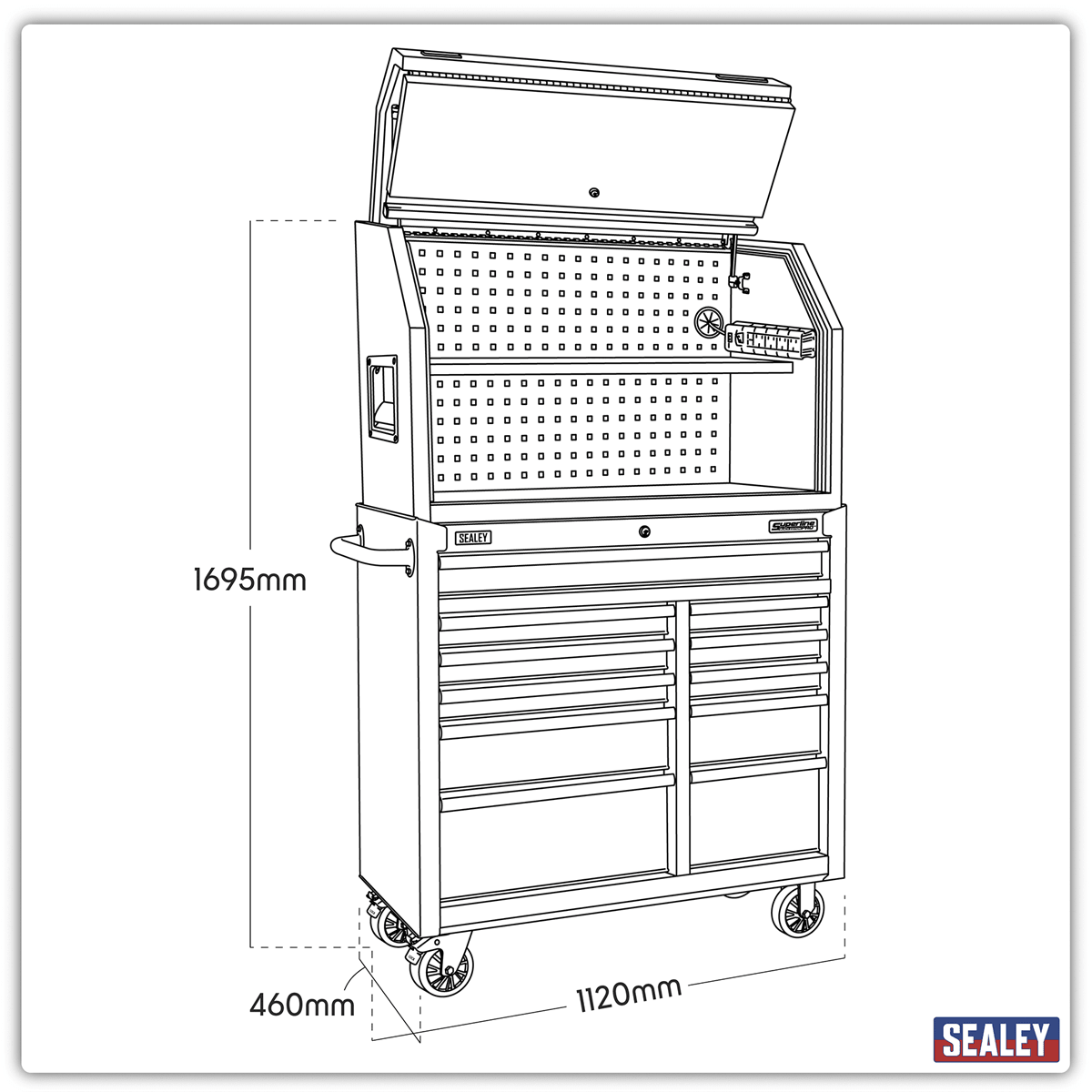 Sealey AP41HBESTACK Superline PRO® Hutch Toolbox & Rollcab Combo 1030mm 11 Drawer - AP41HBESTACK - Sealey Tools UK - Trade Counter Direct