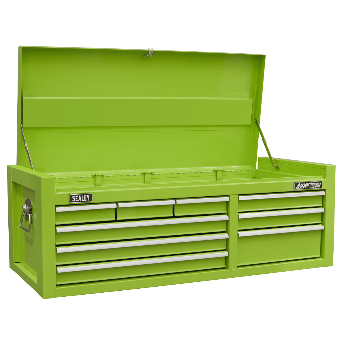 Sealey AP41STACKHVCOMBO American PRO® Topchest & Rollcab Combination 15 Drawer with 117pc Tool Kit- Green - AP41STACKHVCOMBO - Sealey Tools UK - Trade Counter Direct