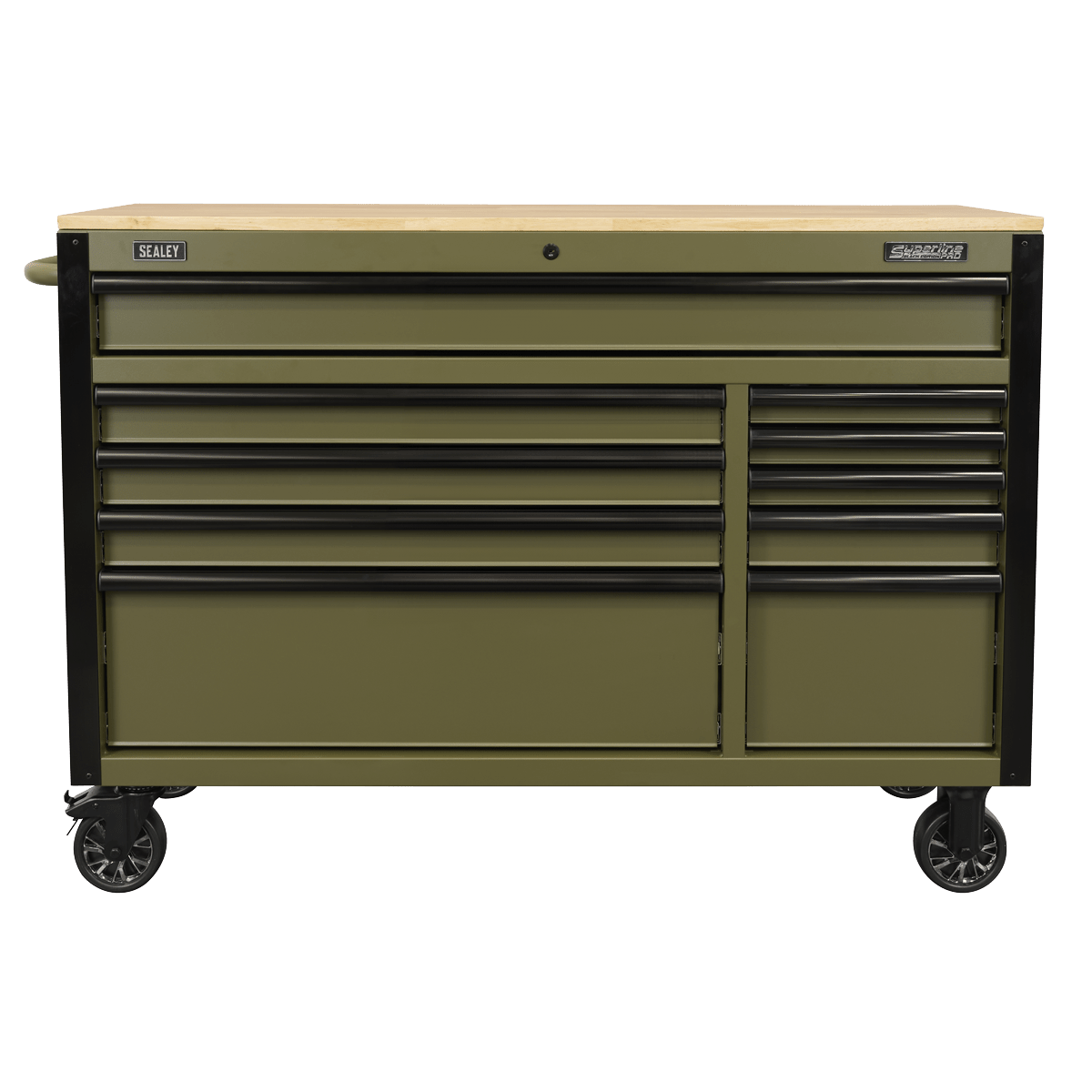 Sealey AP5210KBE Superline PRO® Mobile Trolley with Wooden Worktop & Power Bar 10 Drawer 1320mm - AP5210KBE - Sealey Tools UK - Trade Counter Direct