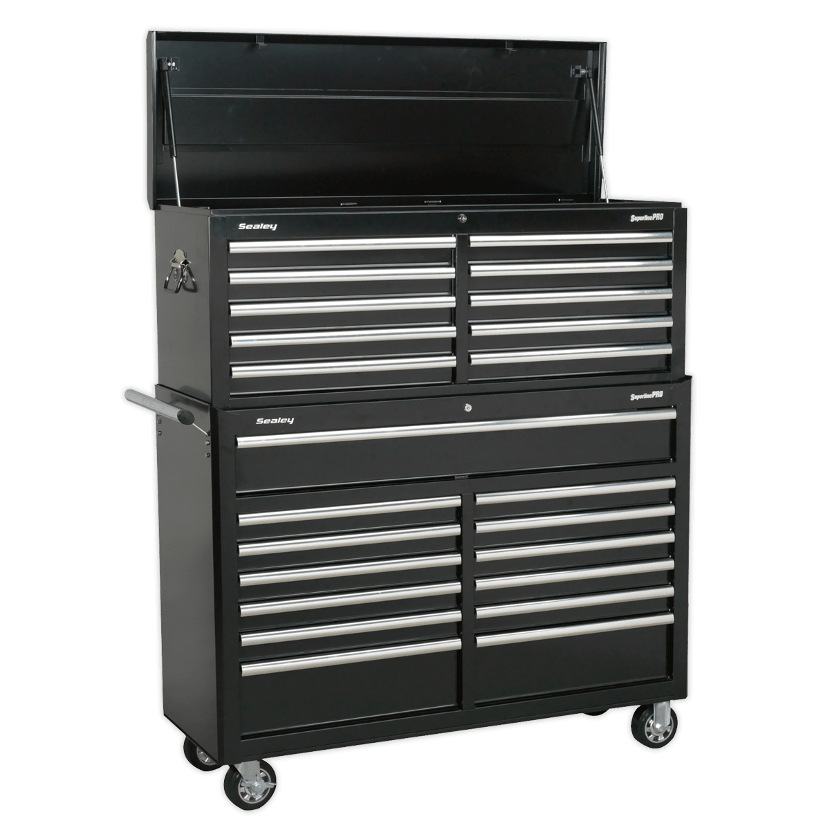 Sealey AP52COMBO2 Tool Chest Combination 23 Drawer with Ball Bearing Slides - Black - AP52COMBO2 - Sealey Tools UK - Trade Counter Direct