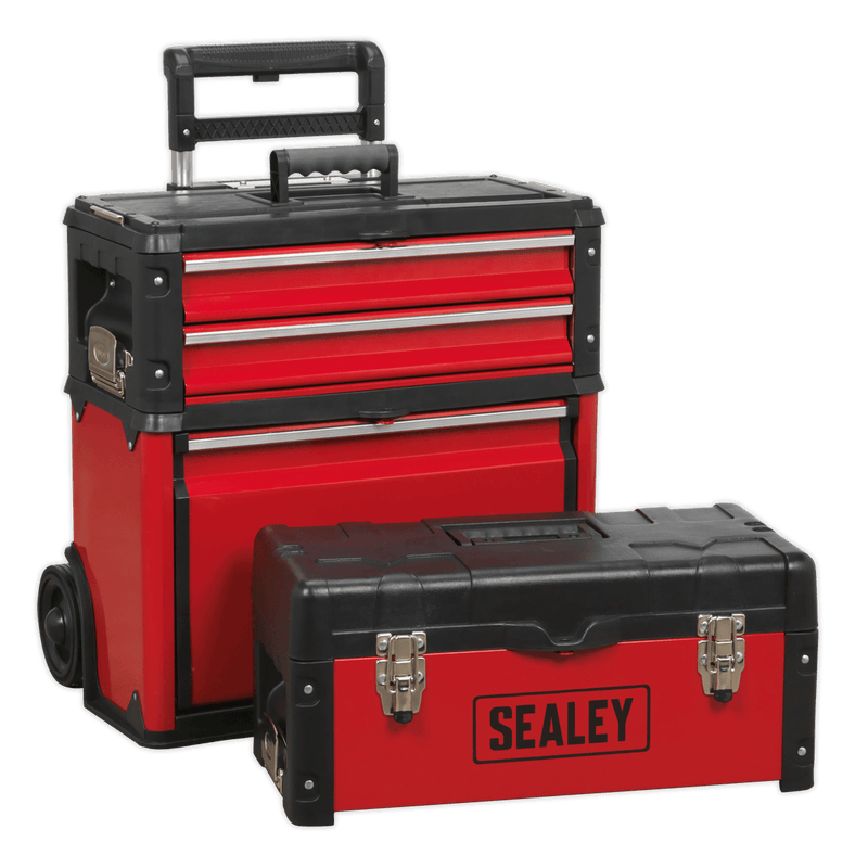 Sealey AP548 Mobile Steel/Composite Toolbox with 3 Compartments - AP548 - Sealey Tools UK - Trade Counter Direct