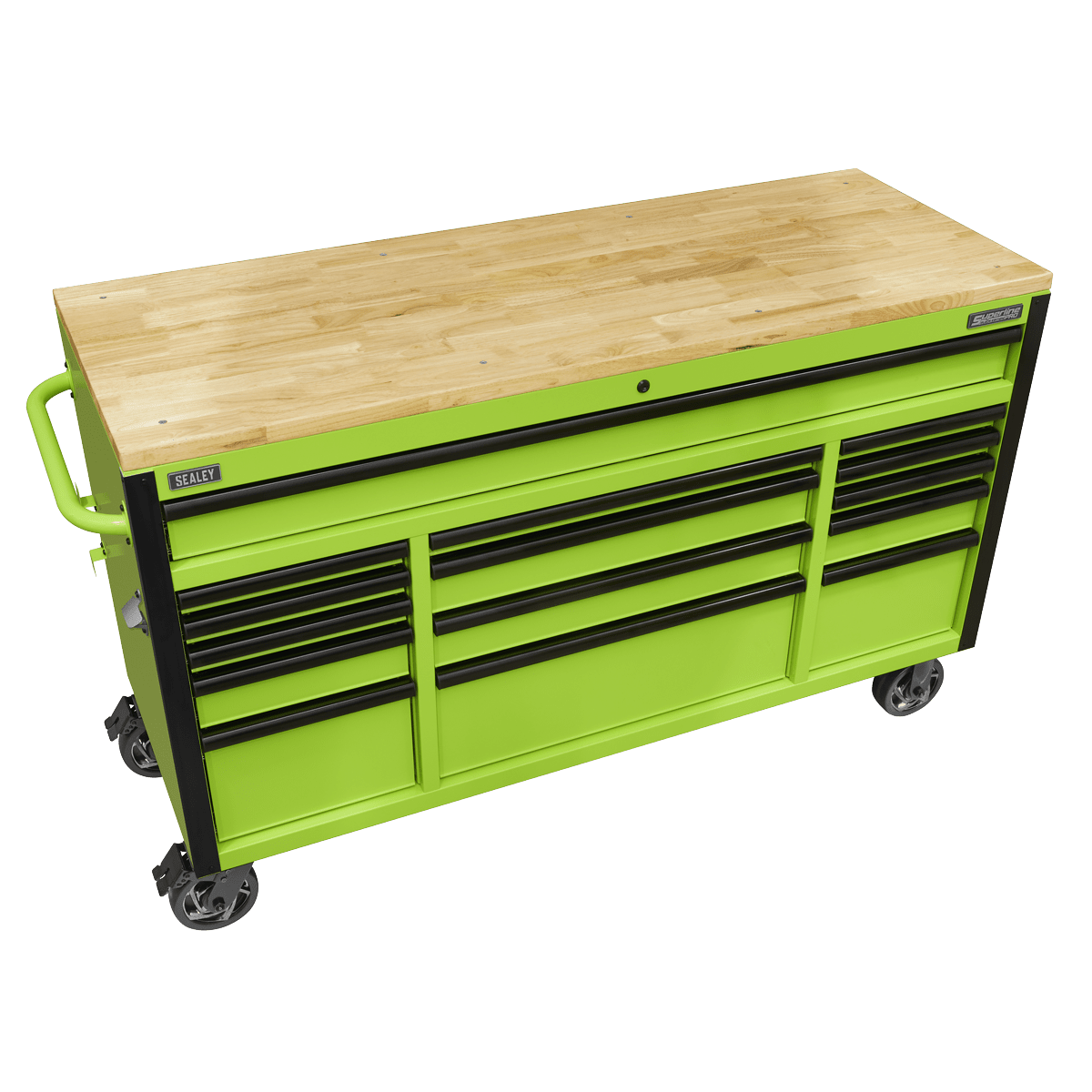 Sealey AP6115BE 15 Drawer Mobile Trolley with Wooden Worktop 1549mm - AP6115BE - Sealey Tools UK - Trade Counter Direct
