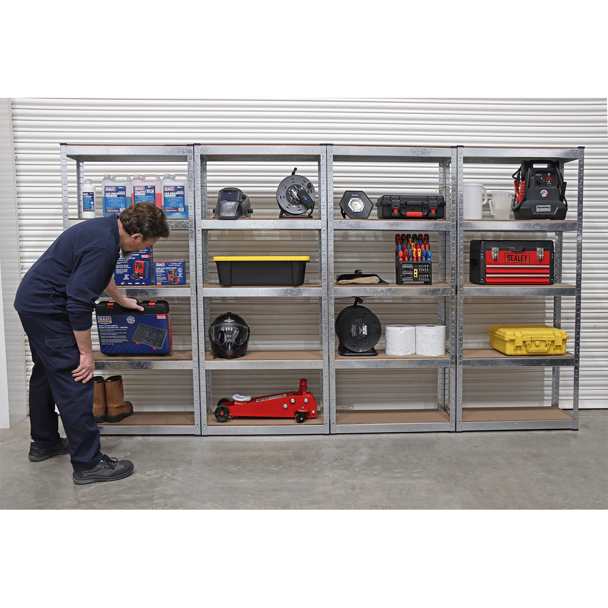 Sealey AP6150GSCOMBO Racking Unit 5 Shelf 150kg Capacity Per Level - Set of 4 - AP6150GSCOMBO - Sealey Tools UK - Trade Counter Direct