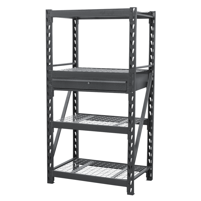 Sealey AP6372COMBO1 Heavy-Duty Racking Unit with 4 Mesh Shelves & Single Drawer 640kg Capacity Per Level - AP6372COMBO1 - Sealey Tools UK - Trade Counter Direct