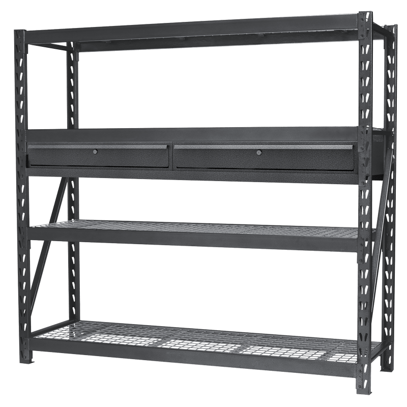 Sealey AP6572COMBO1 Heavy-Duty Racking Unit with 4 Mesh Shelves & Double Drawer 640kg Capacity Per Level - AP6572COMBO1 - Sealey Tools UK - Trade Counter Direct