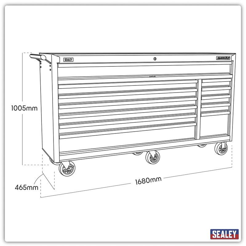 Sealey AP6612 Superline PRO® Rollcab 12 Drawer - Red - AP6612 - Sealey Tools UK - Trade Counter Direct