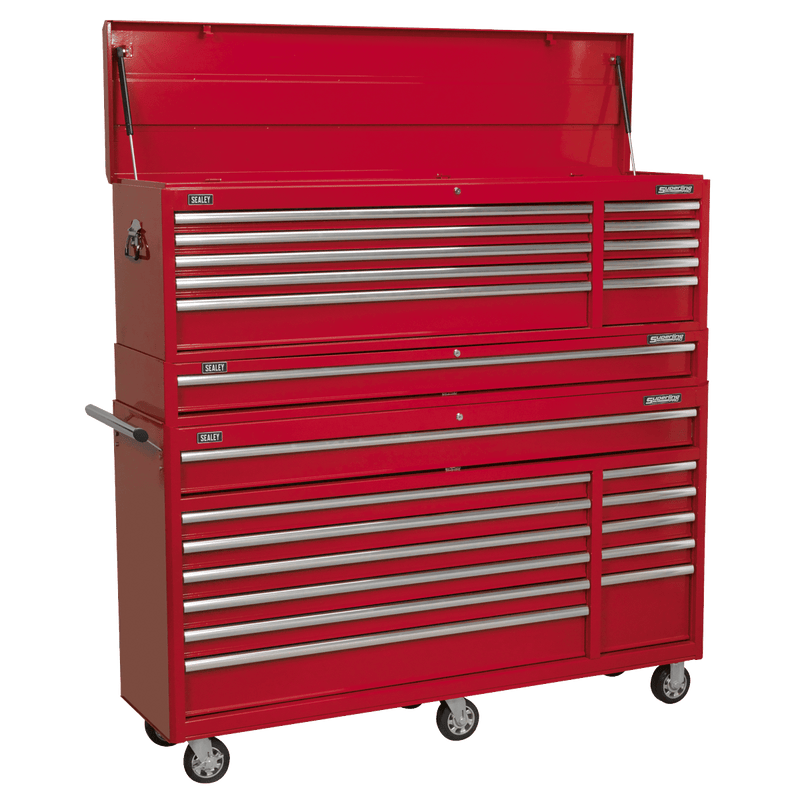 Sealey AP66COMBO1 Topchest, Mid-Box Tool Chest & Rollcab Combination 23 Drawer with Ball-Bearing Slides - Red - AP66COMBO1 - Sealey Tools UK - Trade Counter Direct
