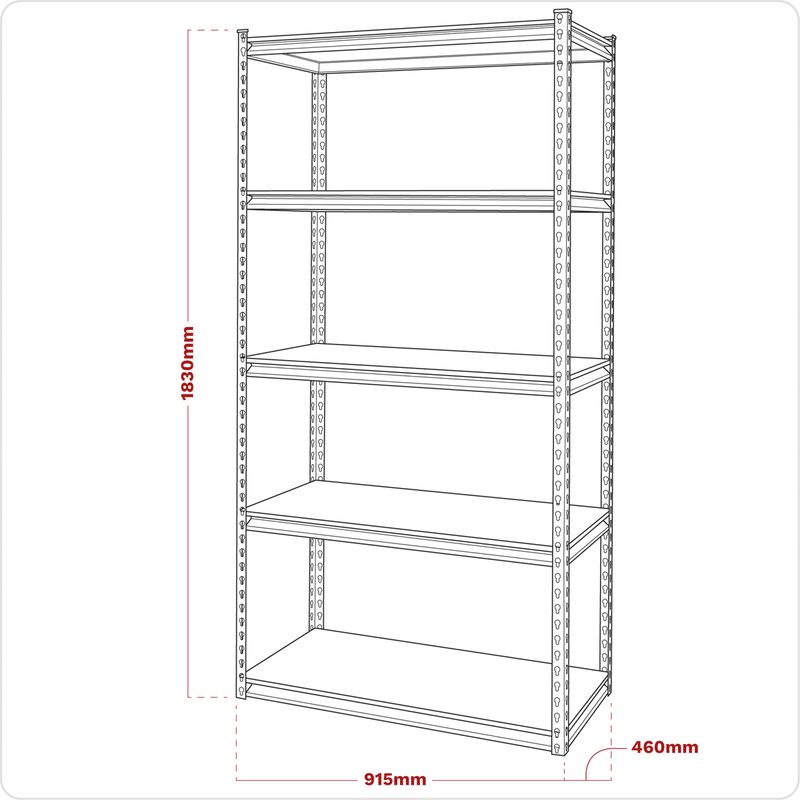 Sealey AP900R Racking Unit with 5 Shelves 340kg Capacity Per Level - AP900R - Sealey Tools UK - Trade Counter Direct
