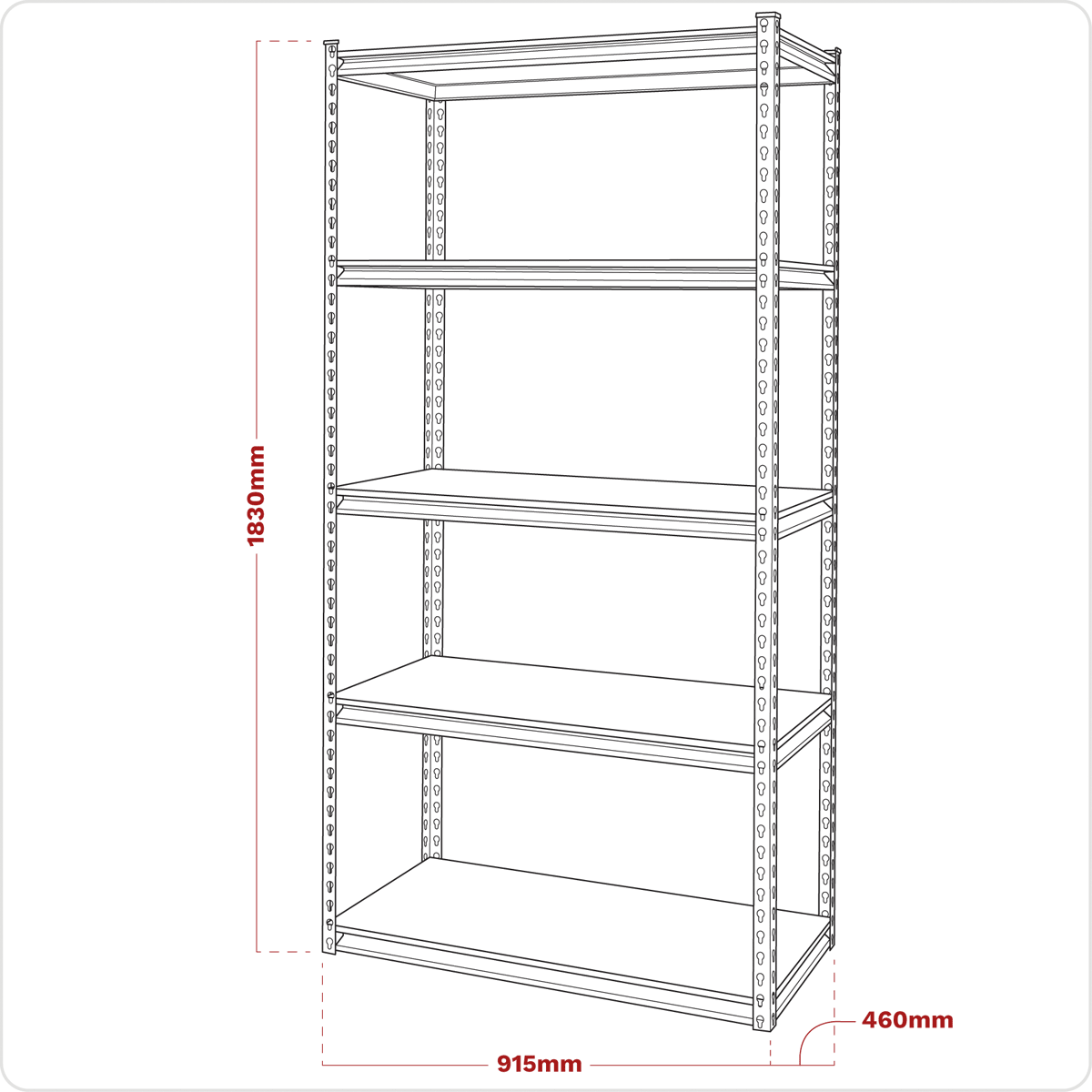 Sealey AP900R Racking Unit with 5 Shelves 340kg Capacity Per Level - AP900R - Sealey Tools UK - Trade Counter Direct