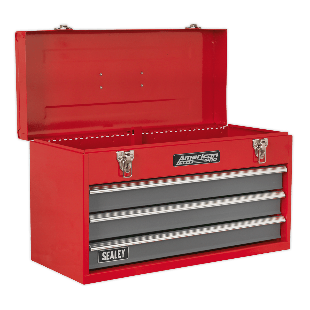 Sealey AP9243BBCOMBO American PRO® Tool Chest 3 Drawer with 93pc Tool Kit - Red/Grey - AP9243BBCOMBO - Sealey Tools UK - Trade Counter Direct