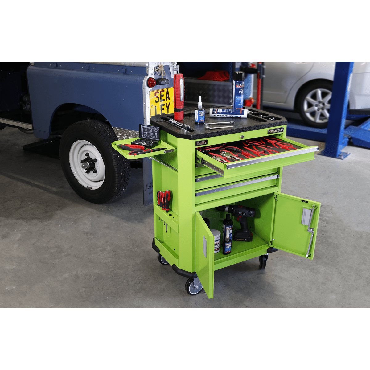 Sealey AP980MTHV Superline PRO® Tool Trolley with 4 Drawers & 2 Door Cupboard - AP980MTHV - Sealey Tools UK - Trade Counter Direct