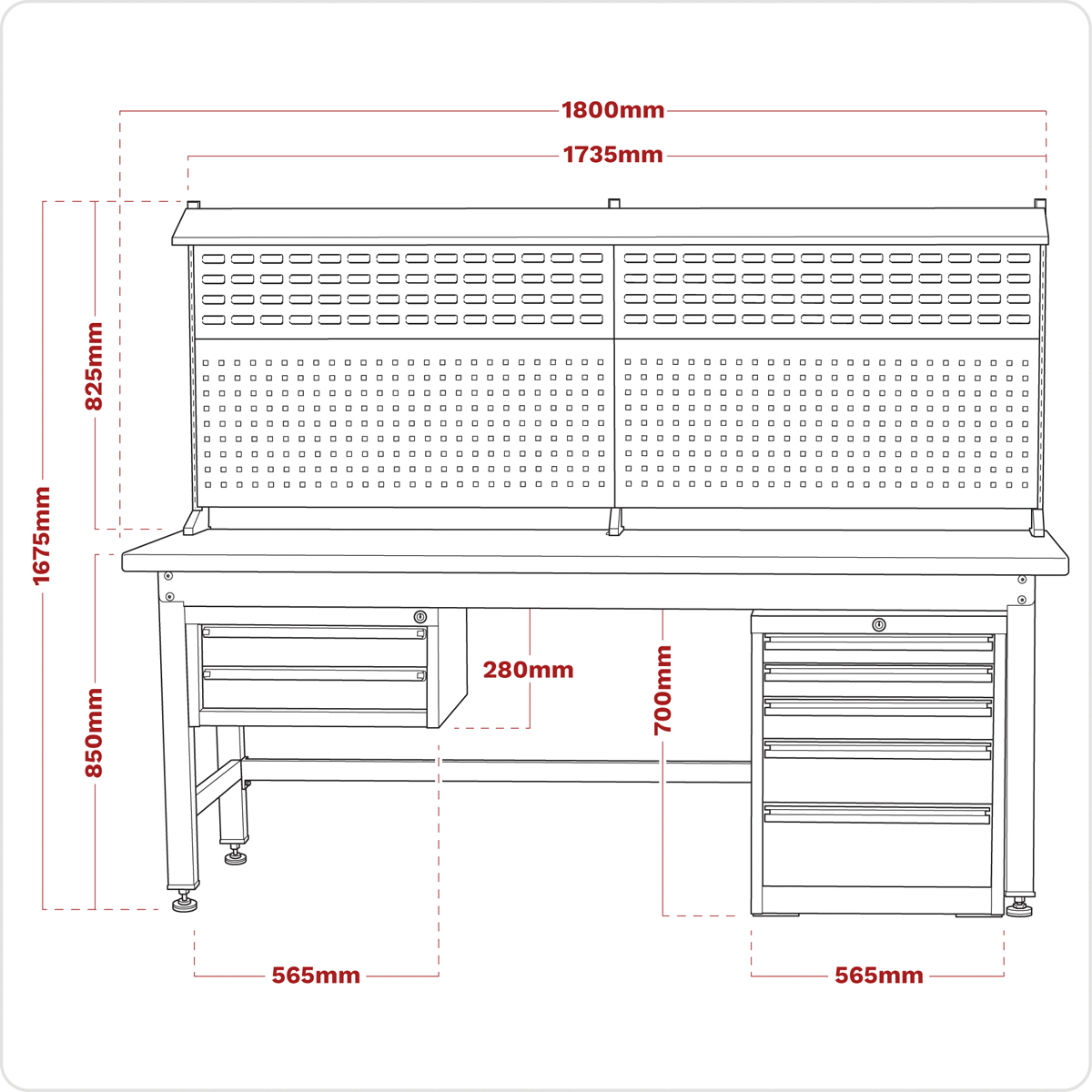 Sealey API1800COMB02 Premier Industrial™ Complete Workstation & Cabinet Combo 1.8m - API1800COMB02 - Sealey Tools UK - Trade Counter Direct